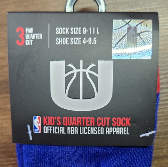 NBA 76ers 3 Pack Blue and Red Athletic Socks - Picture 2 of 3